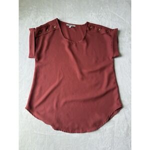 Speed Limit Terracotta Blouse Women's‎ Medium Shoulder Button Embellished